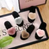 pantoufle femme sans lacet appartements diapositives noir rose décoration coeur confortable maison