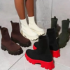 Bottes hiver rouges courtes à l'offre elles optiques pour femmes, chaussures de couple décontractées