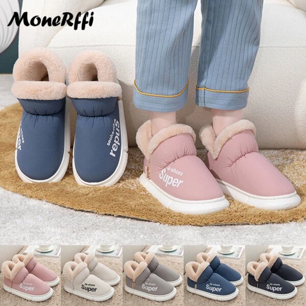 Bottes de neige d'hiver pour hommes et femmes, chaussures de fourrure chaudes, bottes de rinçage unisexes