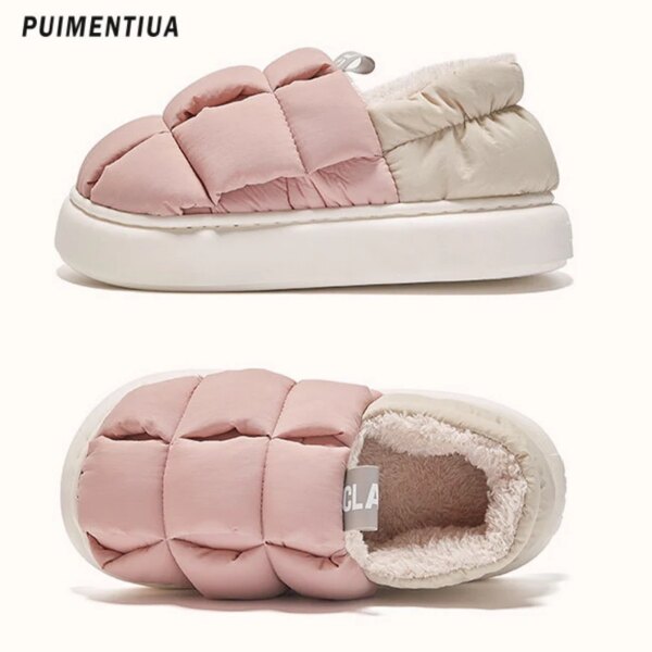 pantoufle femme d'hiver chauds en coton pour femmes et hommes, bottes de neige imperméables en duvet