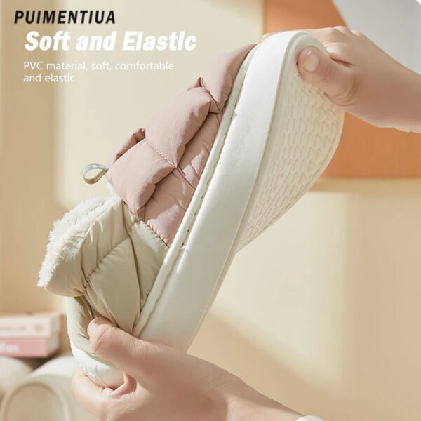 pantoufle femme d'hiver chauds en coton pour femmes et hommes, bottes de neige imperméables en duvet