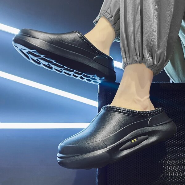 Sabots de jardin chauds en peluche pour hommes, chaussures de chef professionnelles