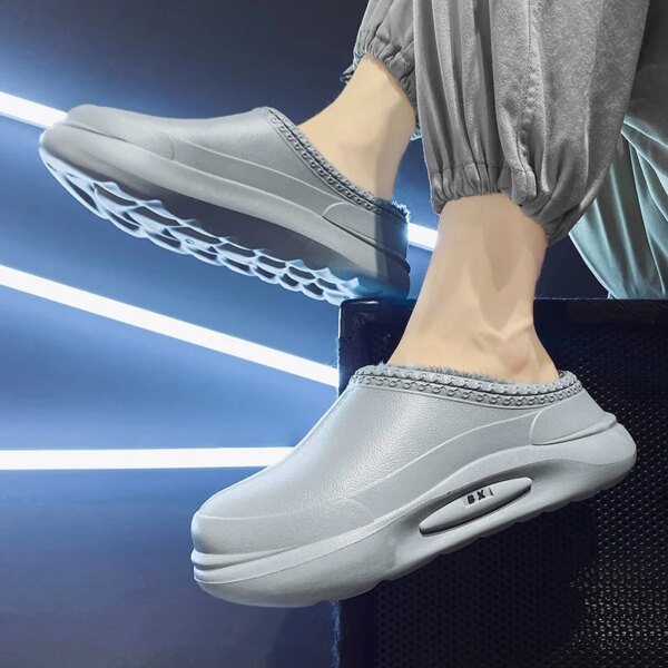 Sabots de jardin chauds en peluche pour hommes, chaussures de chef professionnelles