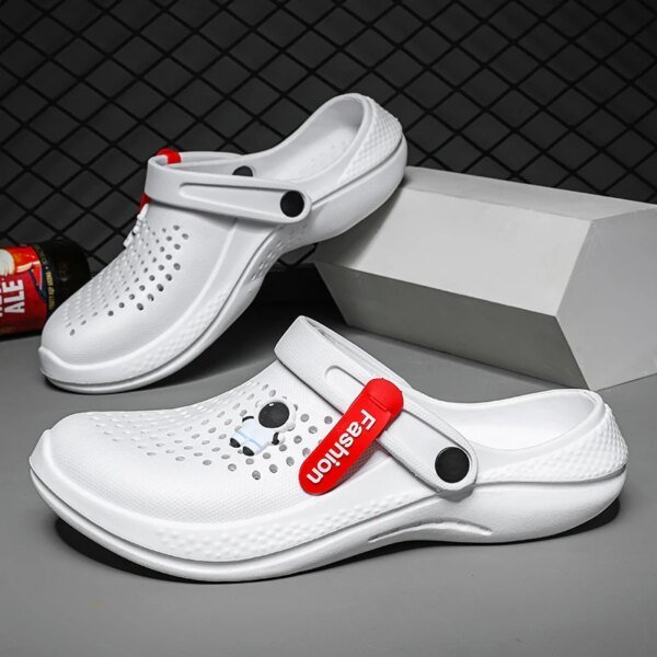 Crocs respirantes unisexes noir & blanc pour maison, jardin et eau