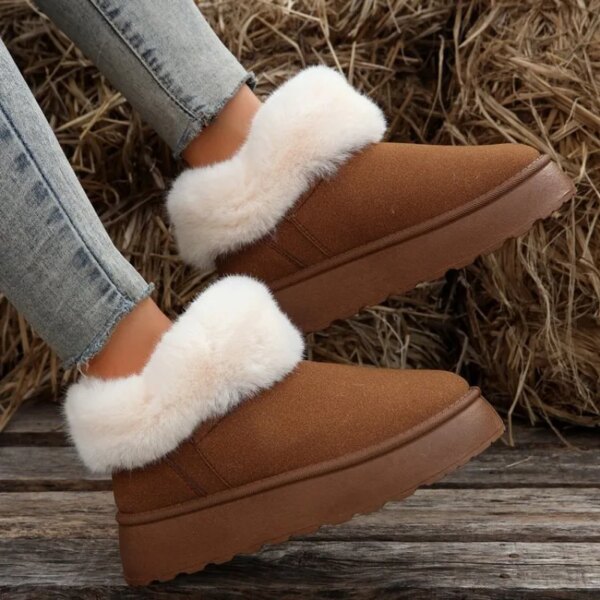 Bottes de neige chaudes en peluche épaissie pour femmes, chaussures en coton, grande taille, hiver, 2023