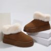 Bottes de neige chaudes en peluche épaissie pour femmes, chaussures en coton, grande taille, hiver, 2023