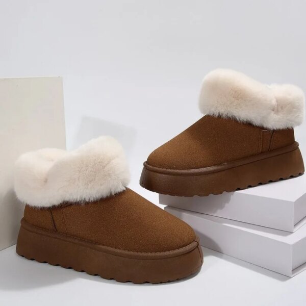 Bottes de neige chaudes en peluche épaissie pour femmes, chaussures en coton, grande taille, hiver, 2023