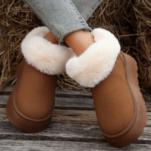 Bottes de neige chaudes en peluche épaissie pour femmes, chaussures en coton, grande taille, hiver, 2023