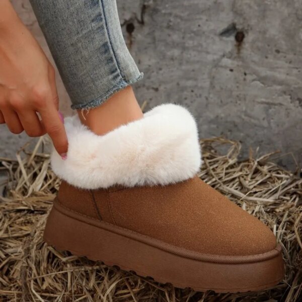 Bottes de neige chaudes en peluche épaissie pour femmes, chaussures en coton, grande taille, hiver, 2023