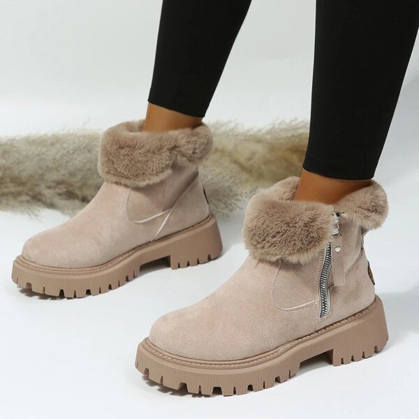 Bottes de neige femme en peluche à plateforme chaude 🥾