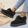 Bottes d'hiver chaudes en peluche pour femmes, fausse fourrure, bottes de neige à plateforme