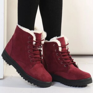 Bottes de neige courtes de style coréen pour femmes, chaussures d'hiver, fourrure