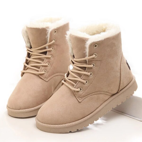 Bottes de neige chaudes d'hiver pour femmes, faux daim, rinçage