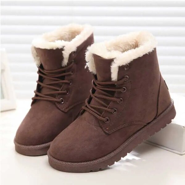Bottes de neige chaudes d'hiver pour femmes, faux daim, rinçage