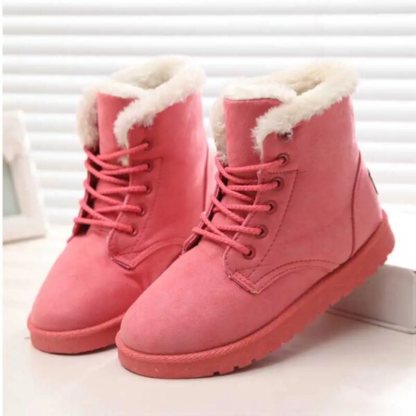 Bottes de neige chaudes d'hiver pour femmes, faux daim, rinçage