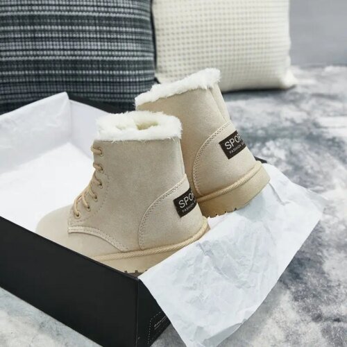 Bottes d'hiver chaudes en peluche pour femmes, fausse fourrure, bottes de neige à plateforme