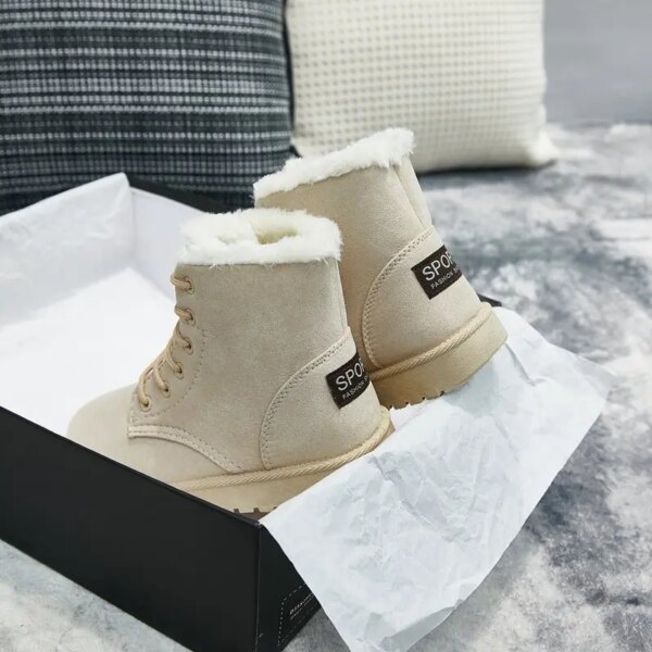 Bottes de neige chaudes d'hiver pour femmes, faux daim, rinçage