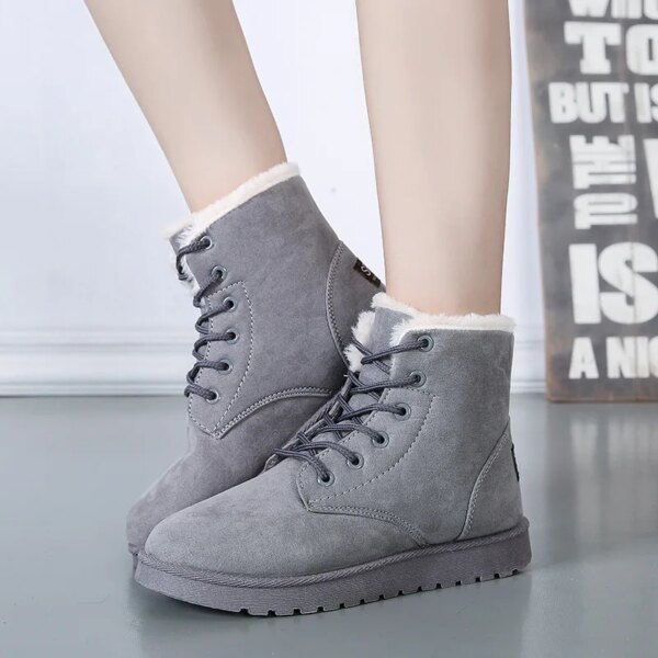 Bottes de neige chaudes d'hiver pour femmes, faux daim, rinçage