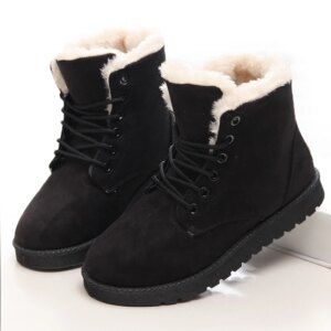 Bottes de neige chaudes d'hiver pour femmes, faux daim, rinçage
