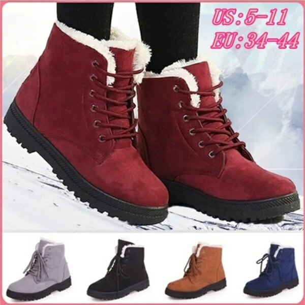 Bottes de neige coordonnantes à lacets pour femmes, bottes de rinçage pour femmes, chaussures en fourrure en peluche