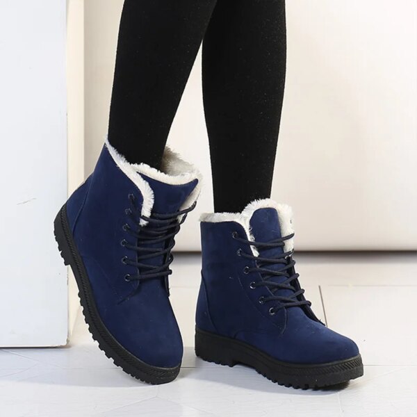 Bottes de neige coordonnantes à lacets pour femmes, bottes de rinçage pour femmes, chaussures en fourrure en peluche