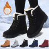 Bottes de neige coordonnantes à lacets pour femmes, bottes de rinçage pour femmes, chaussures en fourrure en peluche