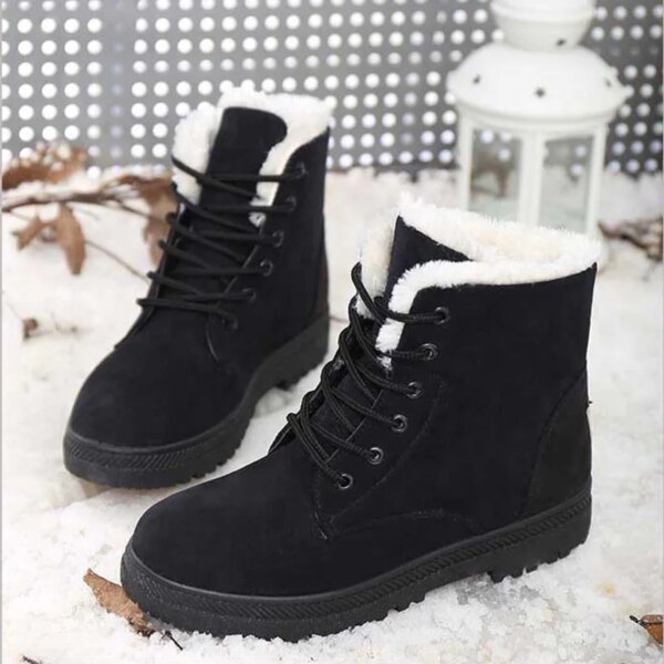 Bottes de neige coordonnantes à lacets pour femmes, bottes de rinçage pour femmes, chaussures en fourrure en peluche