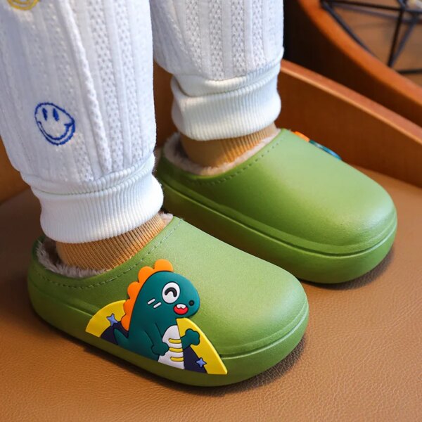 crocs enfant  Chaussons de dessin animé imperméables pour enfants, chaussures chaudes
