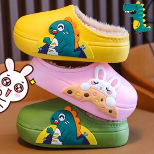 crocs enfant  Chaussons de dessin animé imperméables pour enfants, chaussures chaudes