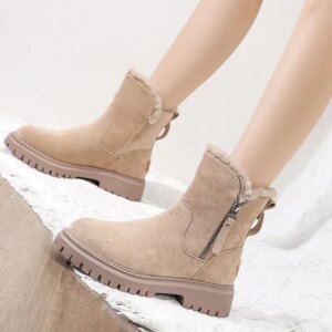 Bottes de neige à plateforme pour femme, gladiateur non ald, chaussures plates en peluche