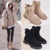 Bottes de neige à plateforme pour femme, gladiateur non ald, chaussures plates en peluche