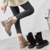Bottes de neige à plateforme pour femme, gladiateur non ald, chaussures plates en peluche