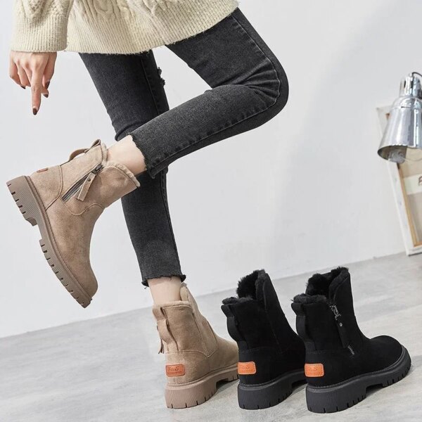 Bottes de neige à plateforme pour femme, gladiateur non ald, chaussures plates en peluche