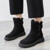 Bottes de neige à plateforme pour femme, gladiateur non ald, chaussures plates en peluche