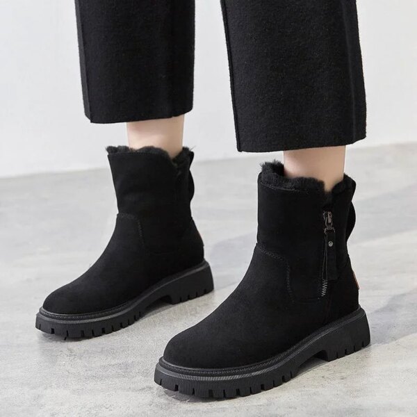 Bottes de neige à plateforme pour femme, gladiateur non ald, chaussures plates en peluche