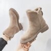 Bottes de neige à plateforme pour femme, gladiateur non ald, chaussures plates en peluche