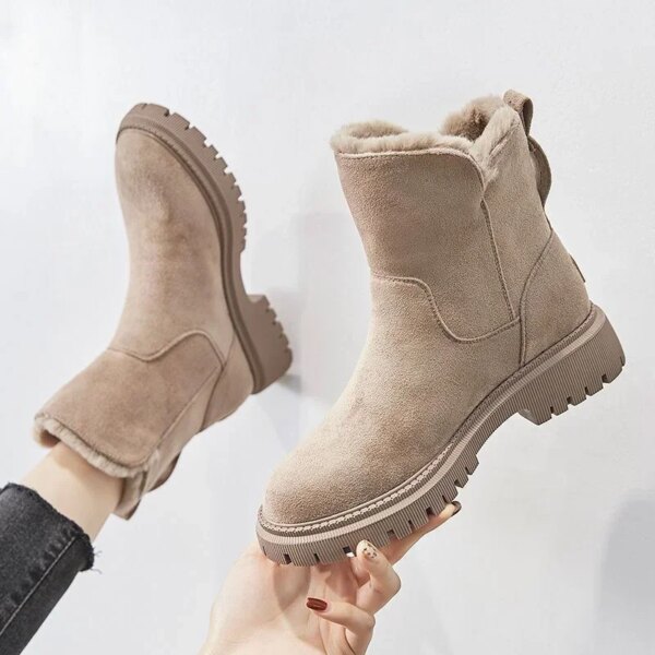 Bottes de neige à plateforme pour femme, gladiateur non ald, chaussures plates en peluche