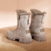 Bottes hiver à plateforme en daim pour femmes, chaussures plates en peluche