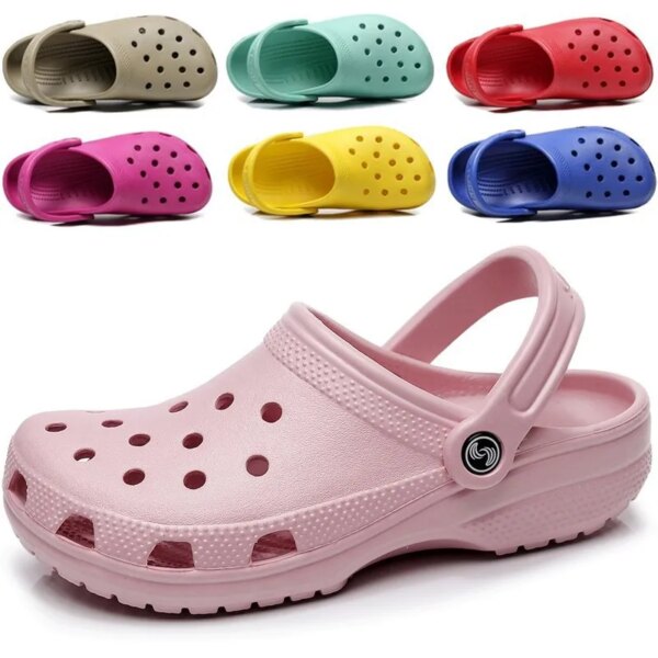 Crocs d'été pour femmes et hommes, mocassins de plage, chaussures de jardin plates en MSI