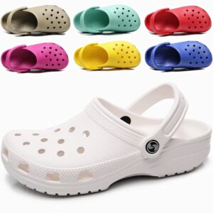 Crocs d'été pour femmes et hommes, mocassins de plage, chaussures de jardin plates en MSI