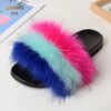 pantoufle femme d'Été en Fausse Fourrure pour Femme, Sandales Moelleuses, Chaussures d'Niket d'Extérieur, Tongs à Fourrure