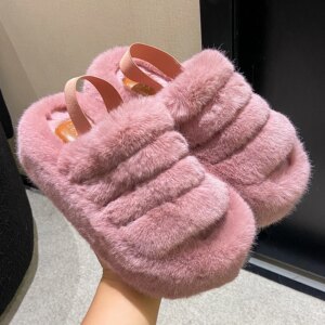 pantoufle femme d'intérieur en peluche pour femmes, toboggans non alds, pantoufles chaudes