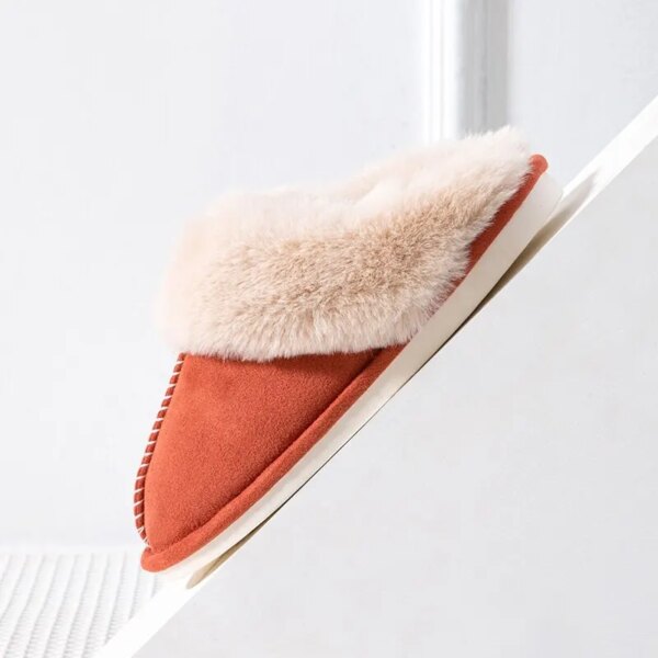 pantoufle femme Plates Chaudes en Peluche pour Femme, Chaussures d'NikDouces et Confortables en Coton, Collection Hiver