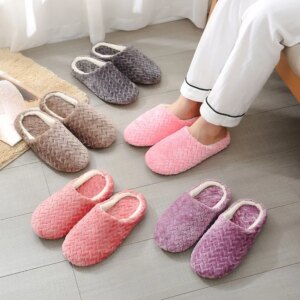 pantoufle femme d'intérieur en peluche pour femmes, chaussures de maison épaisses et chaudes