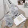 pantoufle femme  pelucheuses pour femmes, bande croisée, peluche douce, chaussures de maison confortables
