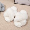 pantoufle femme  pelucheuses pour femmes, bande croisée, peluche douce, chaussures de maison confortables