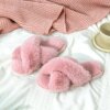 pantoufle femme  pelucheuses pour femmes, bande croisée, peluche douce, chaussures de maison confortables