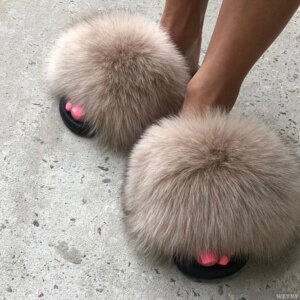 pantoufle femme en fourrure d'été pour femmes, tongs en peluche, mignonnes, de luxe, charmantes