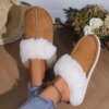 pantoufle femme d'intérieur en fausse fourrure pour femmes, chaussures de maison en daim 2024