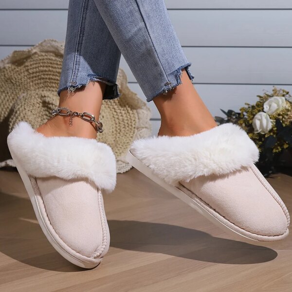 pantoufle femme d'intérieur en fausse fourrure pour femmes, chaussures de maison en daim 2024